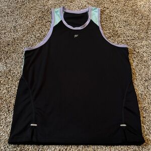 Fabletics Black and Light Purple Men's O2 Performance Tank Top